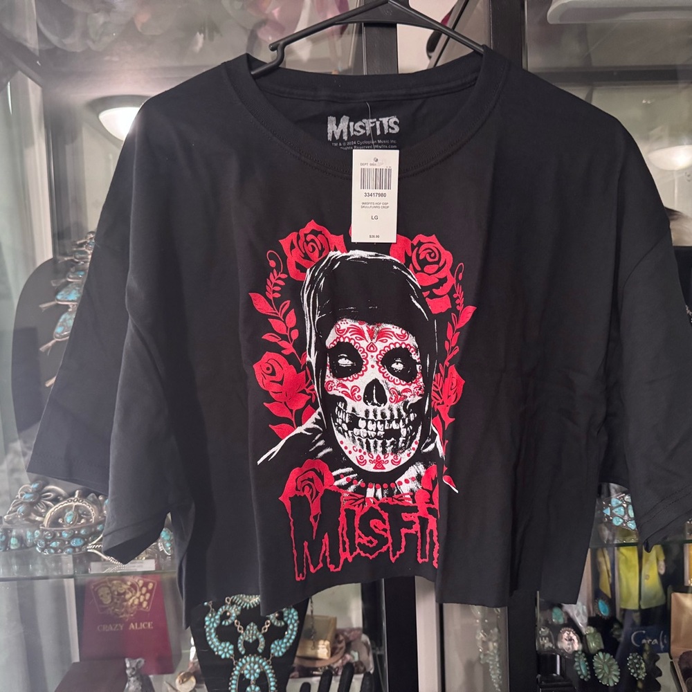 Misfits Black Graphic Tee with Red Skull Design